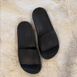 Ladies size 7 black crocs sandals